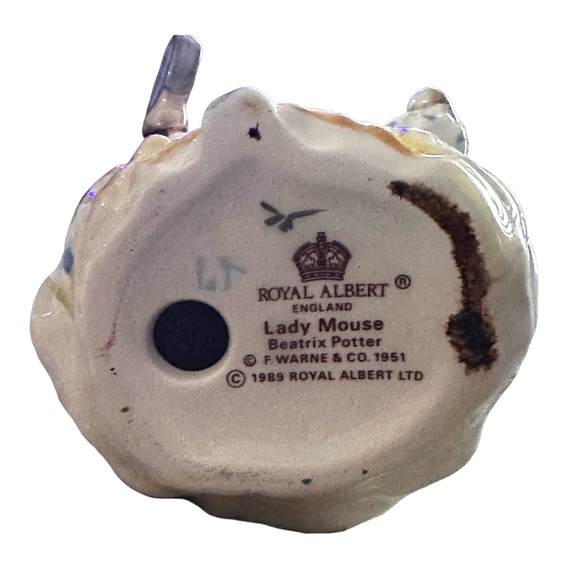 ROYAL ALBERT Vintage 1989 Lady Mouse Figurine 4” F Warne Beatrix Pottery - Picture 5 of 5